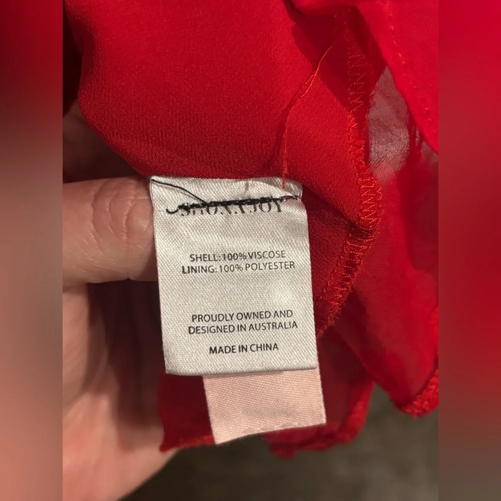 Shona Joy Amina Plunge Balloon Sleeve Red Maxi Dress - Picture 5 of 7